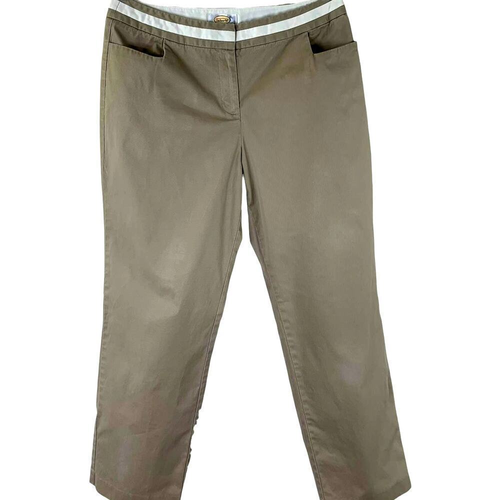 Talbots Petites Stretch Straight Leg Mid Rise Casual Pants Women Size 10 Khaki